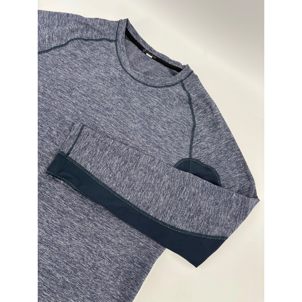 Lululemon Metal Vent Tech Long Sleeve Shirt Blue Grey Heathered Space Dye Mens